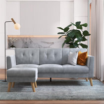 CosmoLiving by Cosmopolitan Gloria 75.5 Wide Velvet Reversible Sofa Chaise with Ottoman Reviews Wayfair